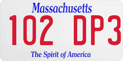 MA license plate 102DP3