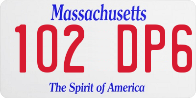 MA license plate 102DP6