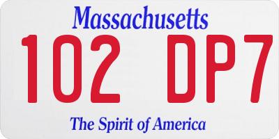 MA license plate 102DP7