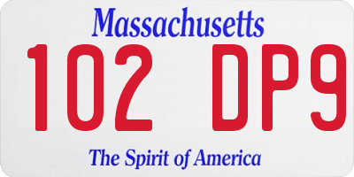 MA license plate 102DP9