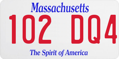 MA license plate 102DQ4