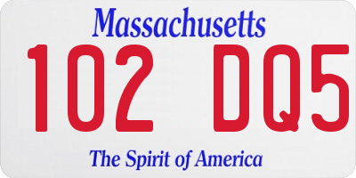 MA license plate 102DQ5