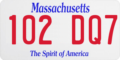 MA license plate 102DQ7