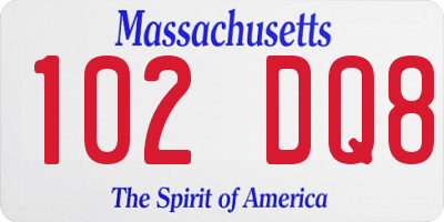 MA license plate 102DQ8