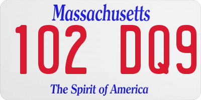 MA license plate 102DQ9