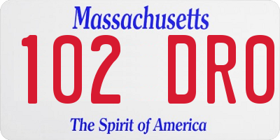 MA license plate 102DR0