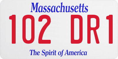 MA license plate 102DR1