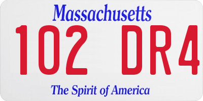 MA license plate 102DR4