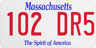 MA license plate 102DR5