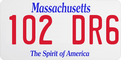 MA license plate 102DR6