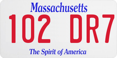 MA license plate 102DR7