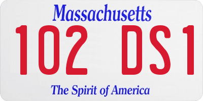 MA license plate 102DS1