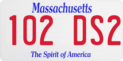 MA license plate 102DS2