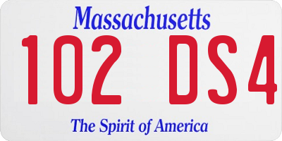 MA license plate 102DS4