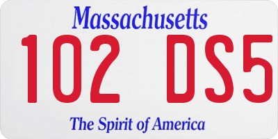 MA license plate 102DS5