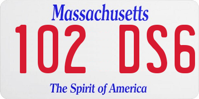 MA license plate 102DS6