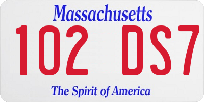 MA license plate 102DS7