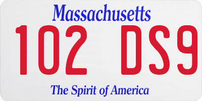 MA license plate 102DS9