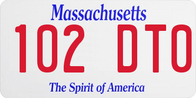 MA license plate 102DT0