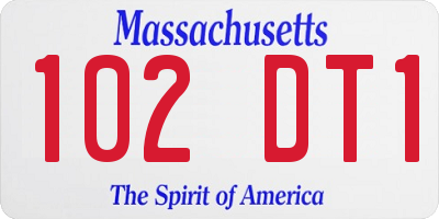 MA license plate 102DT1