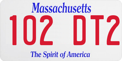 MA license plate 102DT2