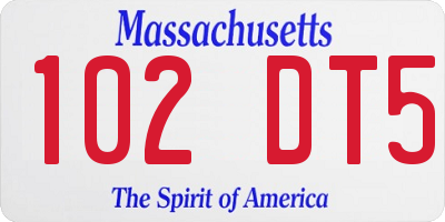 MA license plate 102DT5