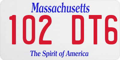 MA license plate 102DT6