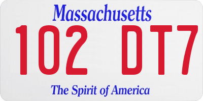 MA license plate 102DT7