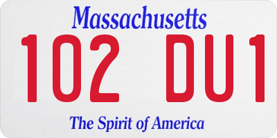 MA license plate 102DU1