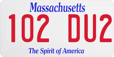 MA license plate 102DU2