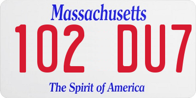 MA license plate 102DU7