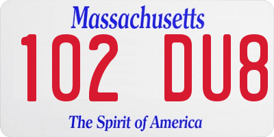 MA license plate 102DU8