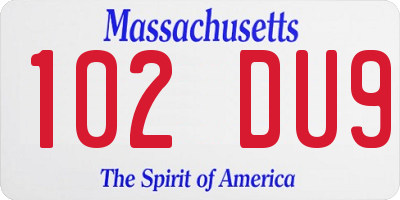 MA license plate 102DU9