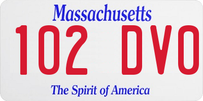 MA license plate 102DV0