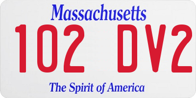 MA license plate 102DV2