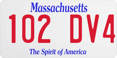 MA license plate 102DV4