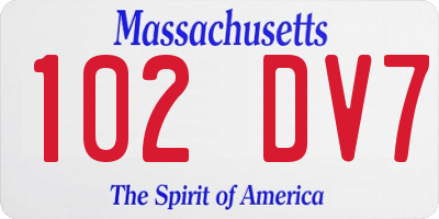 MA license plate 102DV7