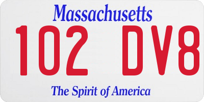 MA license plate 102DV8