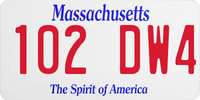 MA license plate 102DW4