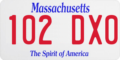 MA license plate 102DX0