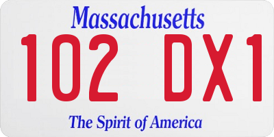 MA license plate 102DX1