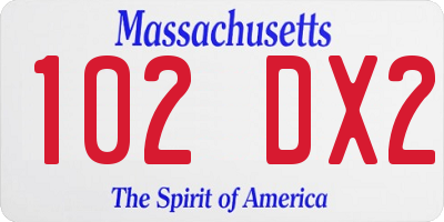 MA license plate 102DX2