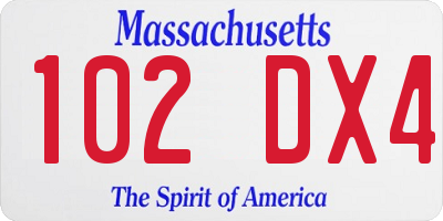 MA license plate 102DX4