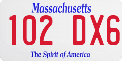 MA license plate 102DX6