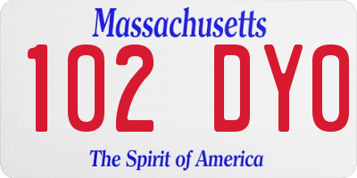 MA license plate 102DY0