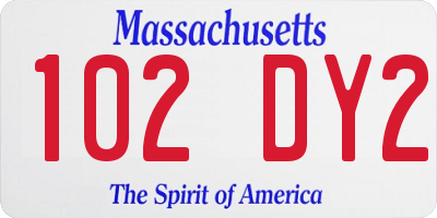 MA license plate 102DY2