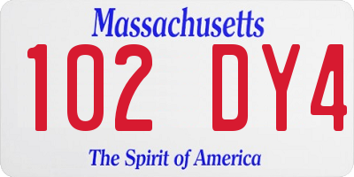 MA license plate 102DY4