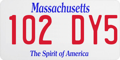 MA license plate 102DY5