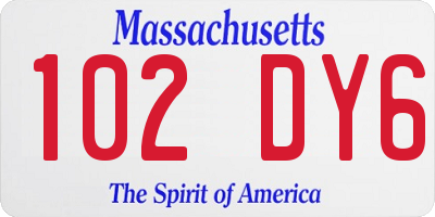 MA license plate 102DY6