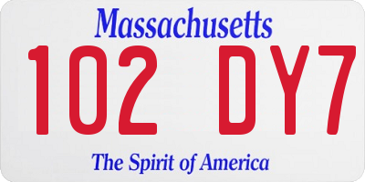 MA license plate 102DY7